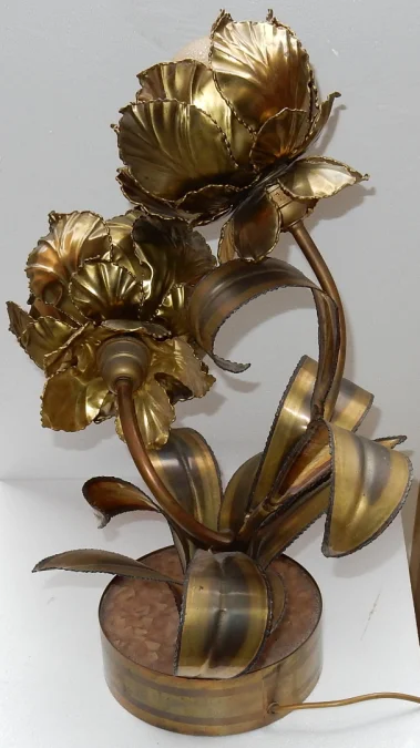 1970s Brass Illuminating Plant by Maison Jansen, 2 Heads