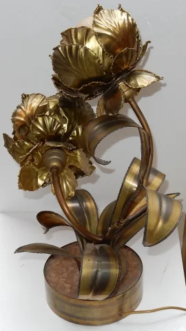 1970′ Plante Éclairante en Laiton Maison Jansen 2 Têtes