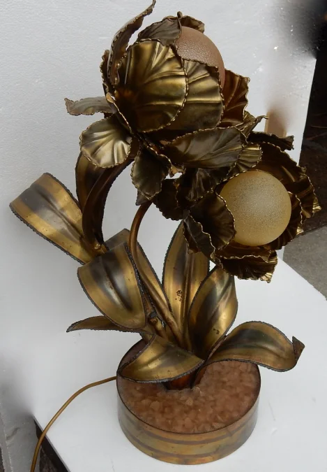 1970s Brass Illuminating Plant by Maison Jansen, 2 Heads