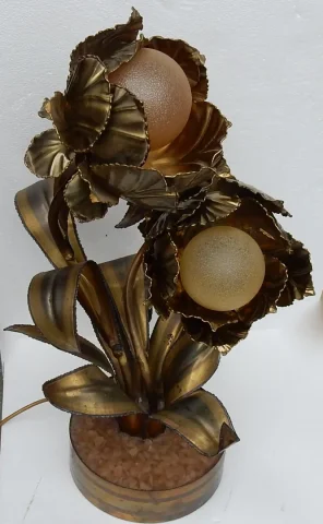 1970′ Plante Éclairante en Laiton Maison Jansen 2 Têtes