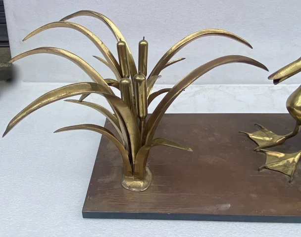 1970′ Pelican Coffee Table And Bronze Reed By Christian Techoueyres