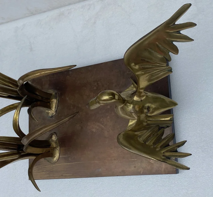 1970′ Pelican Coffee Table And Bronze Reed By Christian Techoueyres