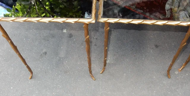 1950/70 Set of 3 Nesting Tables Palm Tree Model by Maison Charles