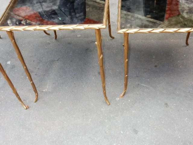 1950/70 Set of 3 Nesting Tables Palm Tree Model by Maison Charles