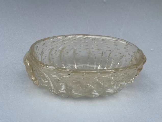 1970 Murano Crystal Cup with Murano Golden Paillons