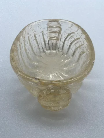 1970 Murano Crystal Cup with Murano Golden Paillons