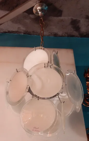 1970′ Lustre Venini Blanc Style Vistosi 16 Pièces