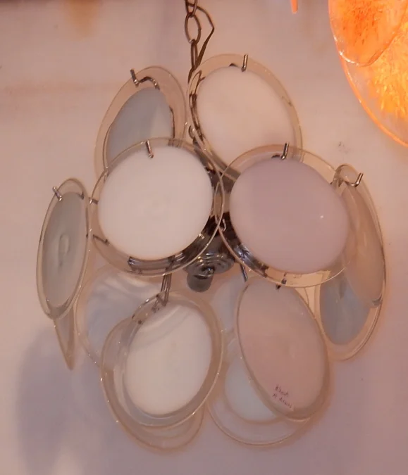 1970′ Lustre Venini Blanc Style Vistosi 16 Pièces