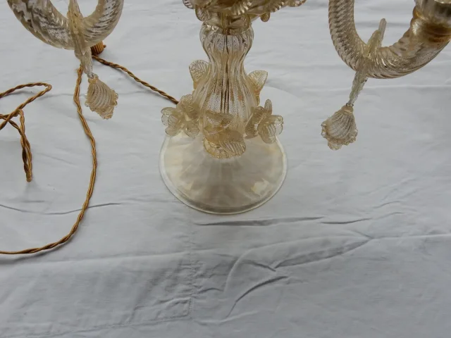 1950/70′ Murano Crystal Chandelier with Gold Leaves