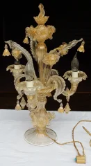1950/70′ Murano Crystal Chandelier with Gold Leaves