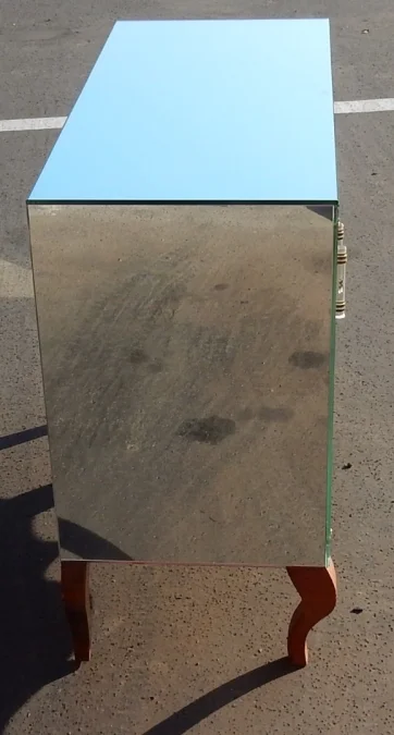 1940/50′ Art Deco Sideboard with Mirror, 2 Doors, 2 Glass Handles