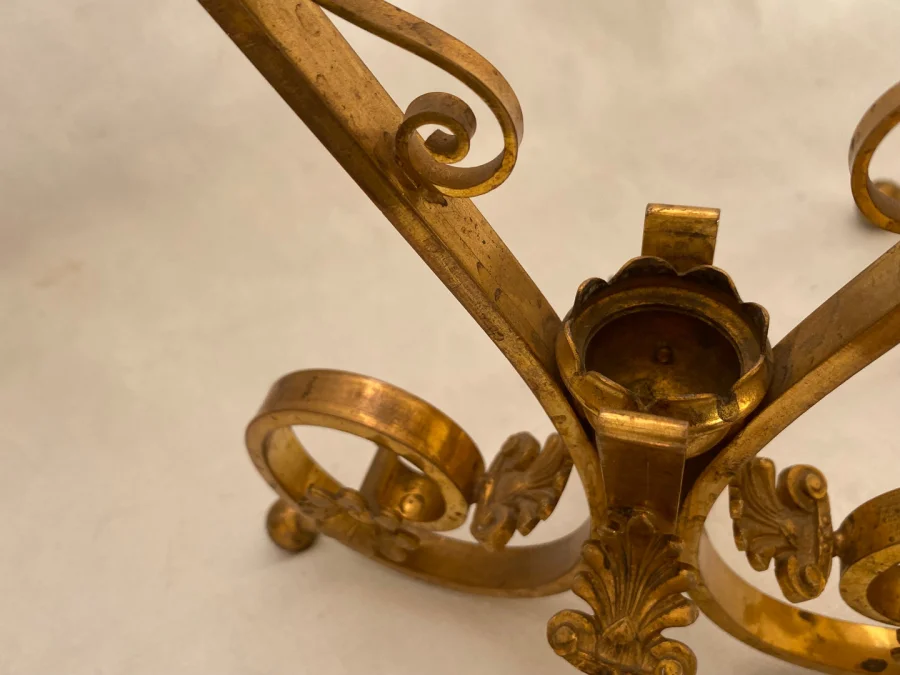 1870′ Paire de Cornets Baccarat Ou Similaires Monture Bronze ,Monogramme a la Couronne