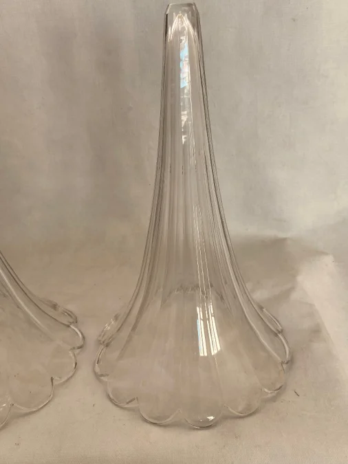 1870′ Paire de Cornets Baccarat Ou Similaires Monture Bronze ,Monogramme a la Couronne