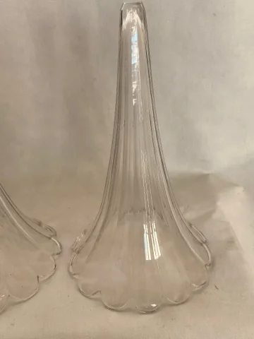 1870′ Paire de Cornets Baccarat Ou Similaires Monture Bronze ,Monogramme a la Couronne