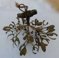 1900′ Mistletoe Ball Chandelier in Bronze Art Nouveau with 3 Lamps 40 x 45 cm Tulip-Shaped Sockets