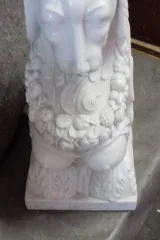 1950′ Paire de Sphinges En Marbre Blanc Statuaire