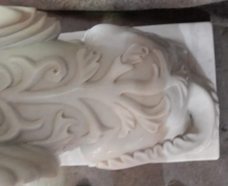1950′ Pair of Sphinxes In Statuary White Marble
