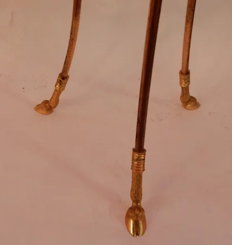 1950/70′ Tripod Pedestal Table In Gilt Bronze Decor N 3 Maison Charles Decorated With Goat Heads