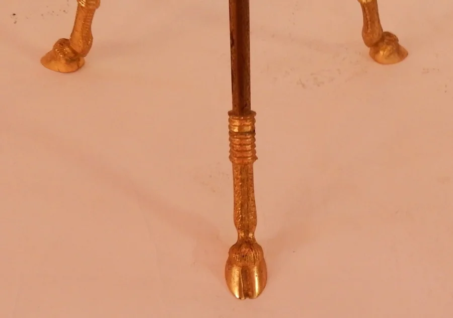 1950/70′ Tripod Pedestal Table In Gilt Bronze Decor N 3 Maison Charles Decorated With Goat Heads
