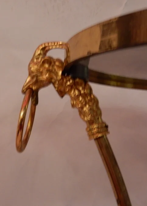 1950/70′ Tripod Pedestal Table In Gilt Bronze Decor N 3 Maison Charles Decorated With Goat Heads