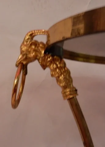 1950/70′ Tripod Pedestal Table In Gilt Bronze Decor N 3 Maison Charles Decorated With Goat Heads