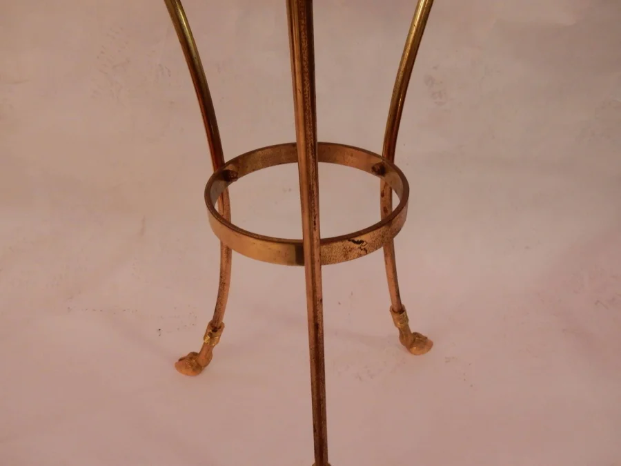 1950/70′ Tripod Pedestal Table In Gilt Bronze Decor N 3 Maison Charles Decorated With Goat Heads