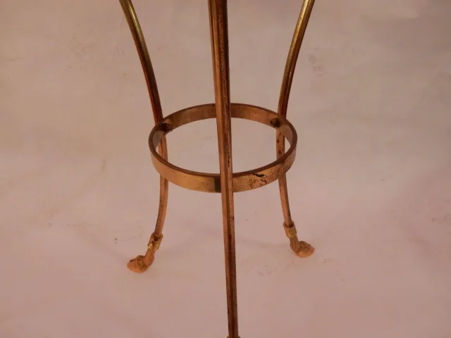 1950/70′ Tripod Pedestal Table In Gilt Bronze Decor N 3 Maison Charles Decorated With Goat Heads