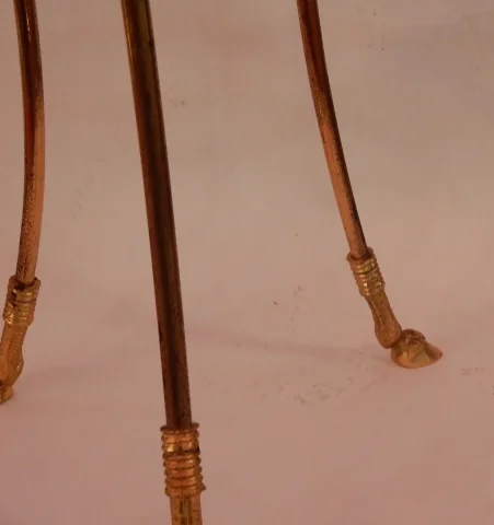 1950/70′ Tripod Pedestal Table In Gilt Bronze Decor N 3 Maison Charles Decorated With Goat Heads