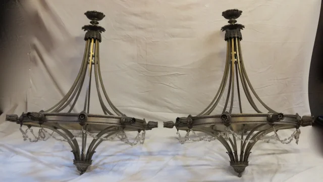 1950′ Paire de Lustres 10 Lumières Style Maison Jansen