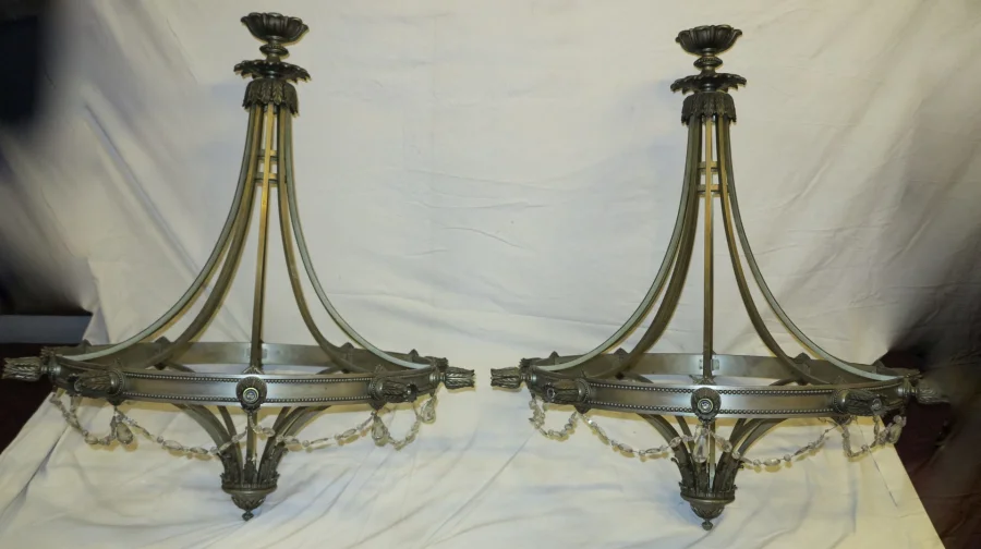 1950′ Paire de Lustres 10 Lumières Style Maison Jansen