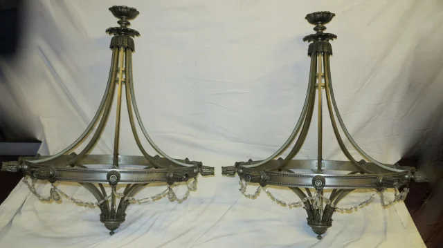 1950′ Paire de Lustres 10 Lumières Style Maison Jansen