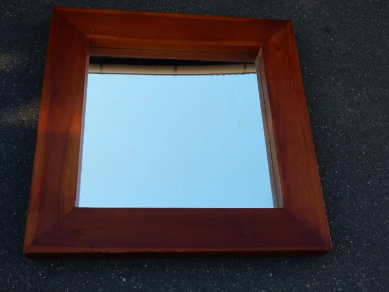 1950′ Minimalist Art Deco Mirror Blond Mahogany Style Maxime Old