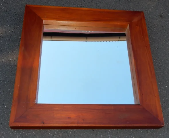 1950′ Minimalist Art Deco Mirror Blond Mahogany Style Maxime Old