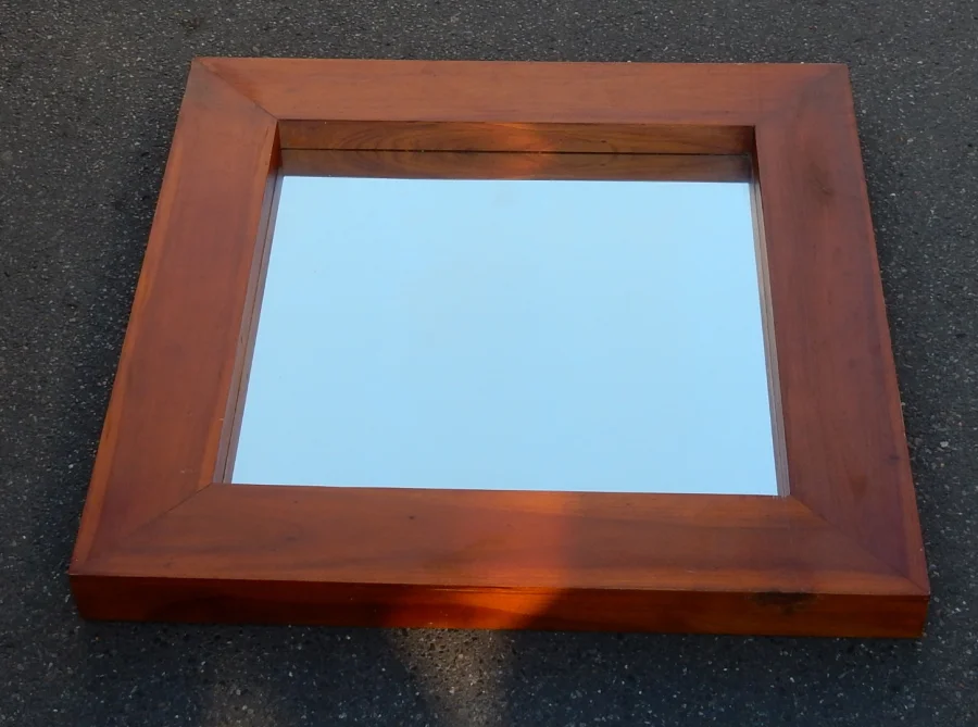 1950′ Minimalist Art Deco Mirror Blond Mahogany Style Maxime Old