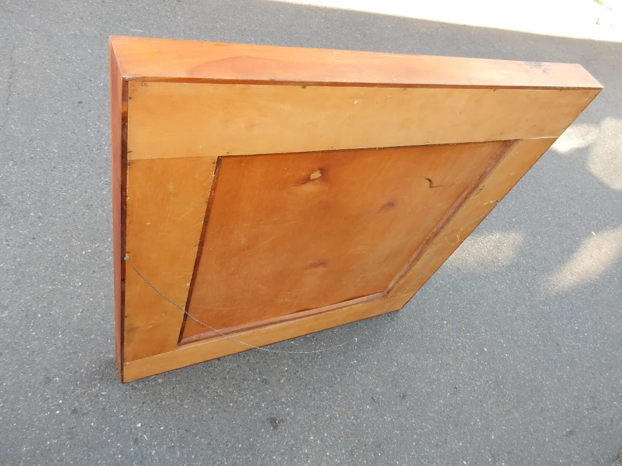 1950′ Minimalist Art Deco Mirror Blond Mahogany Style Maxime Old