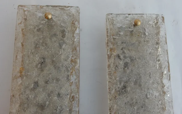 1963' Paire Appliques Dallux Attribués a Serge Mouille Laiton Et Verre St Gobain