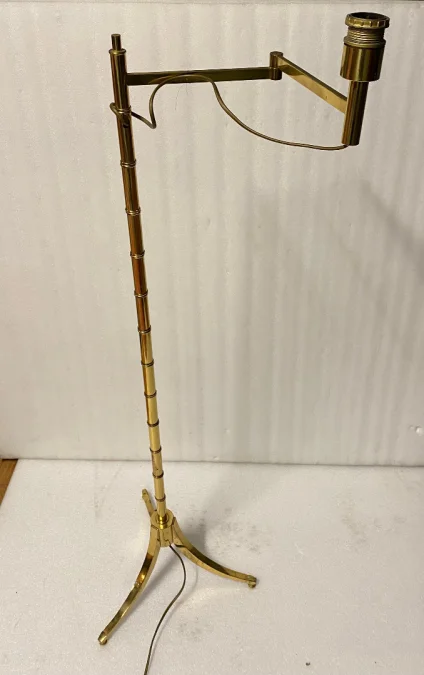 1970s Articulated Reading Lamp in Gilded Bronze, Tripod, Art Deco Style