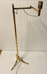 1970s Articulated Reading Lamp in Gilded Bronze, Tripod, Art Deco Style