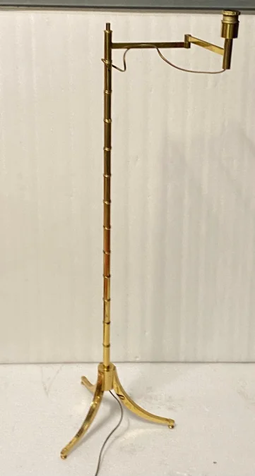 1970s Articulated Reading Lamp in Gilded Bronze, Tripod, Art Deco Style