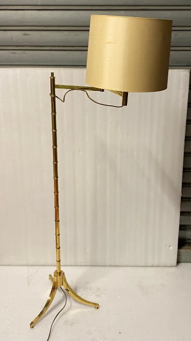 1970s Articulated Reading Lamp in Gilded Bronze, Tripod, Art Deco Style