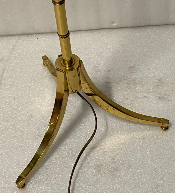 1970s Articulated Reading Lamp in Gilded Bronze, Tripod, Art Deco Style