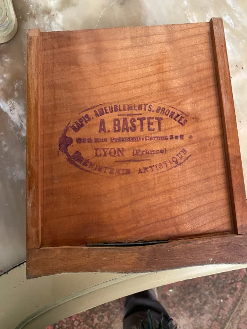 1950′ Coiffeuse Bois Peint Forme Arbalète Signée A. Bastet A Lyon