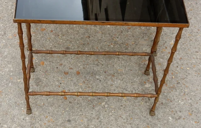 1950/70′ Series of 3 Nesting Tables Bamboo Model with Claw Feet Maison Baguès