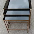 1950/70′ Série de 3 Tables Gigognes Modèle Bambou avec Pieds Griffes Maison Baguès