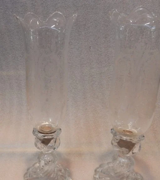 1950/70 Paire de Bougeoirs En Cristal Photophores Baccarat Modèle Tors Signés