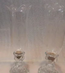 1950/70 Paire de Bougeoirs En Cristal Photophores Baccarat Modèle Tors Signés