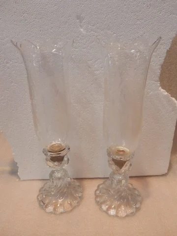 1950/70 Pair of Baccarat Tealight Crystal Candlesticks Tors Model Signed