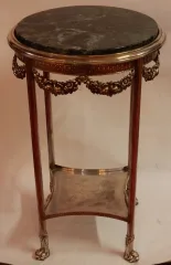 1900′ Silver-Plated Metal Gueridon with Green Marble