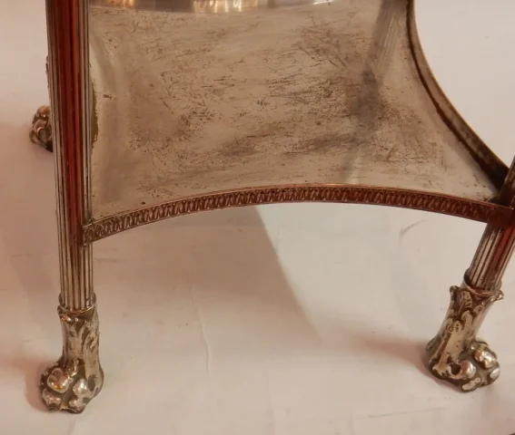 1900′ Silver-Plated Metal Gueridon with Green Marble