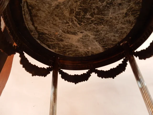 1900′ Silver-Plated Metal Gueridon with Green Marble